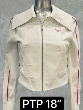 💎Vintage Y2K Enyce White Cropped Jacket with Mesh Lining